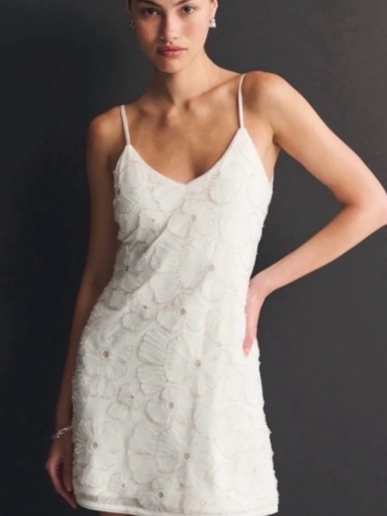 Abercrombie & Fitch Dresses & Skirts - Abercrombie & Fitch White Beaded Floral Slip Dress - Women